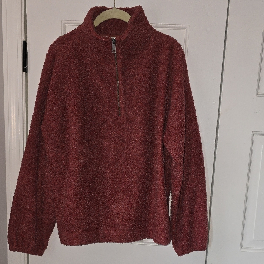 LOFT Womens Maroon Zip-Up Sweater
